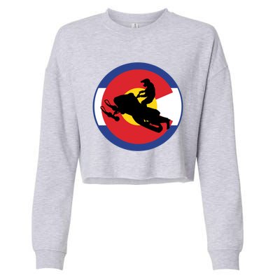 Colorado Snowmobile Rider Snowmobiling In Colorado Gift Cropped Pullover Crew