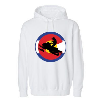 Colorado Snowmobile Rider Snowmobiling In Colorado Gift Garment-Dyed Fleece Hoodie