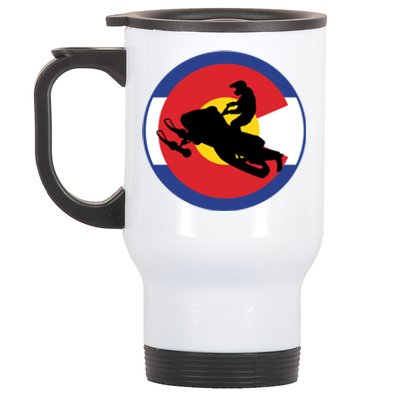 Colorado Snowmobile Rider Snowmobiling In Colorado Gift Stainless Steel Travel Mug