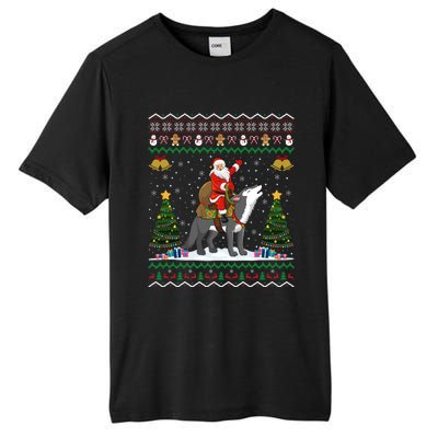 Cute Santa Riding Wolf Christmas Ugly Wolf Xmas Gift Tall Fusion ChromaSoft Performance T-Shirt