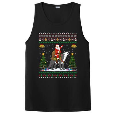 Cute Santa Riding Wolf Christmas Ugly Wolf Xmas Gift PosiCharge Competitor Tank