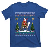 Cute Santa Riding Wolf Christmas Ugly Wolf Xmas Gift T-Shirt