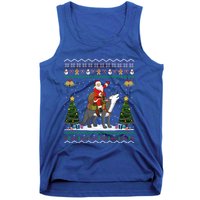 Cute Santa Riding Wolf Christmas Ugly Wolf Xmas Gift Tank Top