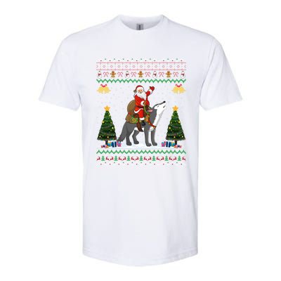 Cute Santa Riding Wolf Christmas Ugly Wolf Xmas Gift Softstyle CVC T-Shirt