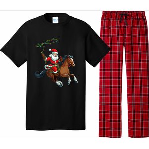 Cowboy Santa Riding A Horse Christmas Funny Pajama Set