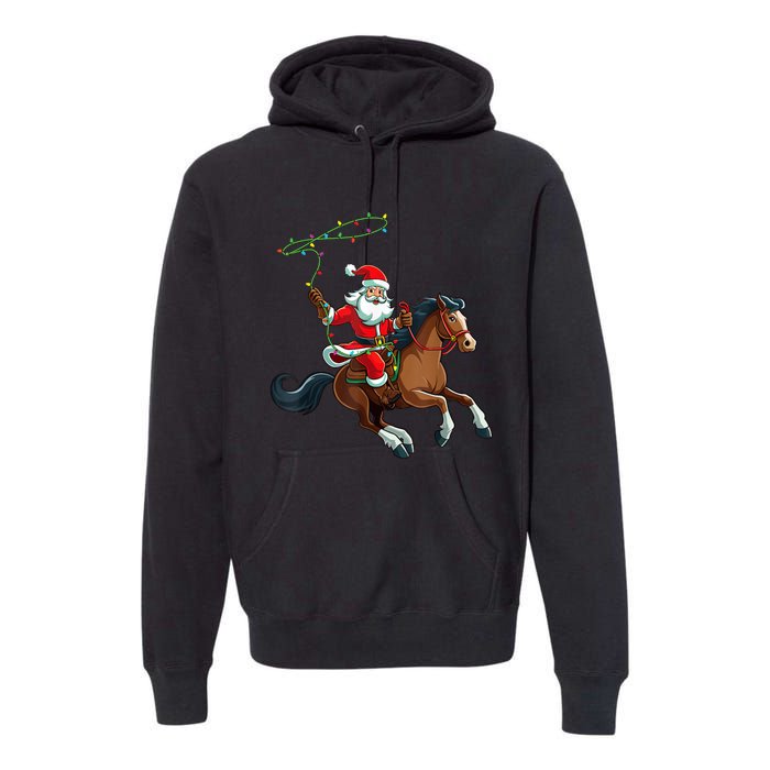 Cowboy Santa Riding A Horse Christmas Funny Premium Hoodie