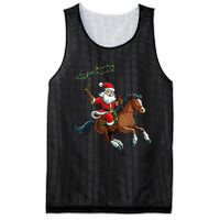 Cowboy Santa Riding A Horse Christmas Funny Mesh Reversible Basketball Jersey Tank