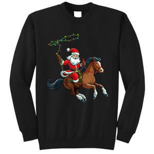 Cowboy Santa Riding A Horse Christmas Funny Tall Sweatshirt