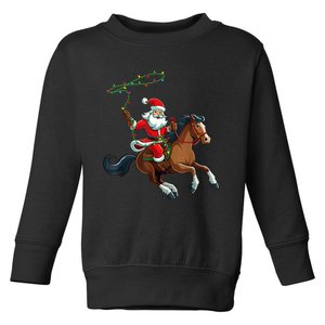 Cowboy Santa Riding A Horse Christmas Funny Toddler Sweatshirt