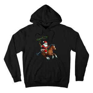 Cowboy Santa Riding A Horse Christmas Funny Tall Hoodie