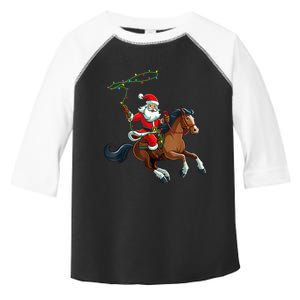 Cowboy Santa Riding A Horse Christmas Funny Toddler Fine Jersey T-Shirt