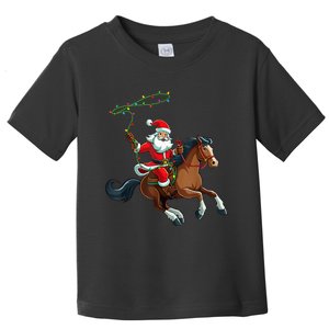 Cowboy Santa Riding A Horse Christmas Funny Toddler T-Shirt