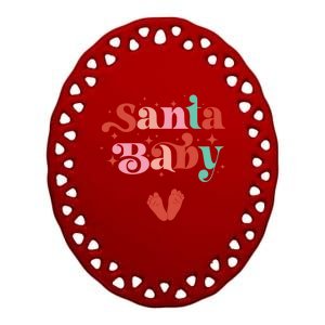 Christmas Santa Reveal Cute Christmas Pregnancy Great Gift Ceramic Oval Ornament