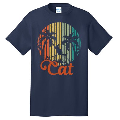 Cat Sunset Retro Vintage Tall T-Shirt