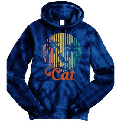 Cat Sunset Retro Vintage Tie Dye Hoodie