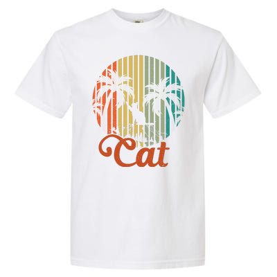 Cat Sunset Retro Vintage Garment-Dyed Heavyweight T-Shirt