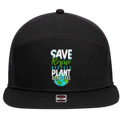 Cute Save Rescue Recycle Plant Clean Care Earth Day Gift 7 Panel Mesh Trucker Snapback Hat