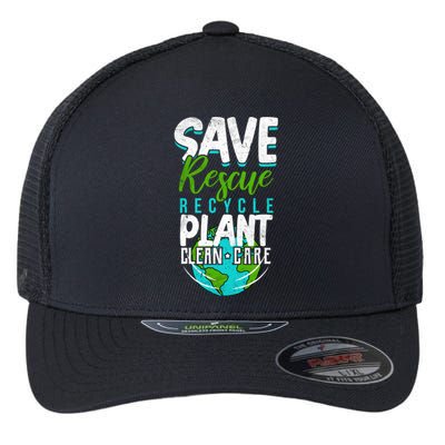 Cute Save Rescue Recycle Plant Clean Care Earth Day Gift Flexfit Unipanel Trucker Cap