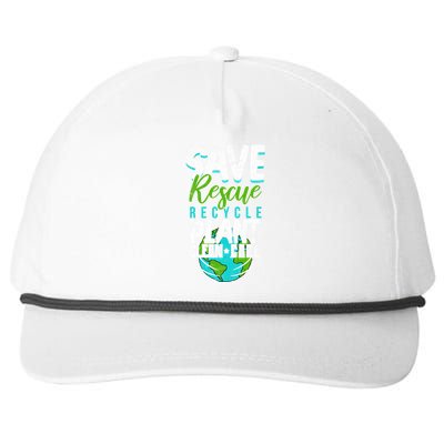 Cute Save Rescue Recycle Plant Clean Care Earth Day Gift Snapback Five-Panel Rope Hat