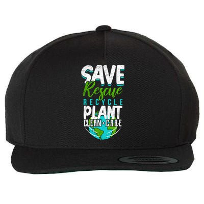 Cute Save Rescue Recycle Plant Clean Care Earth Day Gift Wool Snapback Cap