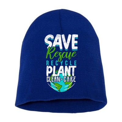 Cute Save Rescue Recycle Plant Clean Care Earth Day Gift Short Acrylic Beanie