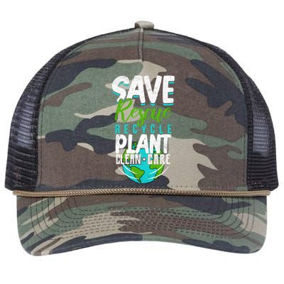 Cute Save Rescue Recycle Plant Clean Care Earth Day Gift Retro Rope Trucker Hat Cap