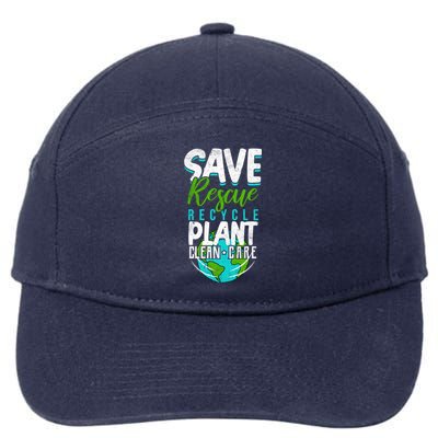 Cute Save Rescue Recycle Plant Clean Care Earth Day Gift 7-Panel Snapback Hat