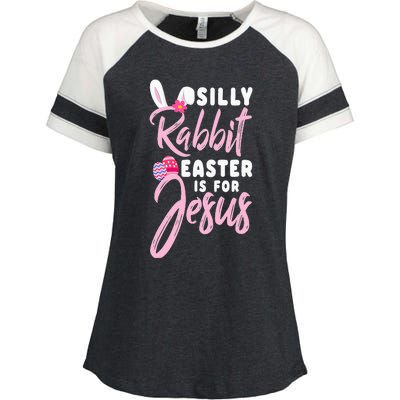 Cute Silly Rabbit Easter Is For Jesus Christians Enza Ladies Jersey Colorblock Tee