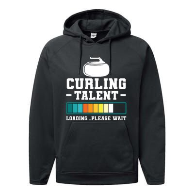 Curling Stone Retro Vintage Curler Team Sport Performance Fleece Hoodie