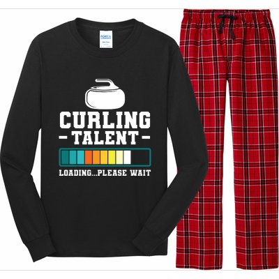 Curling Stone Retro Vintage Curler Team Sport Long Sleeve Pajama Set