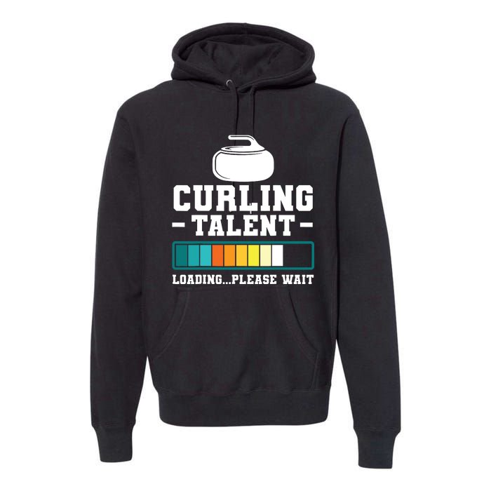 Curling Stone Retro Vintage Curler Team Sport Premium Hoodie