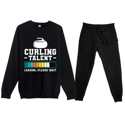 Curling Stone Retro Vintage Curler Team Sport Premium Crewneck Sweatsuit Set