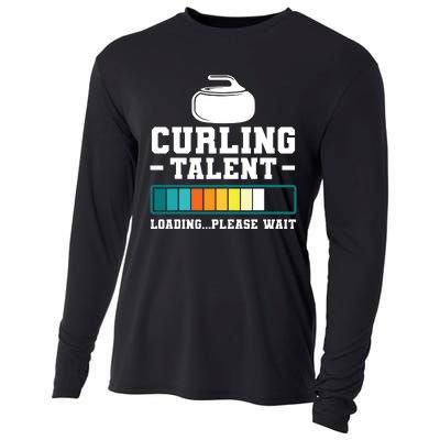 Curling Stone Retro Vintage Curler Team Sport Cooling Performance Long Sleeve Crew