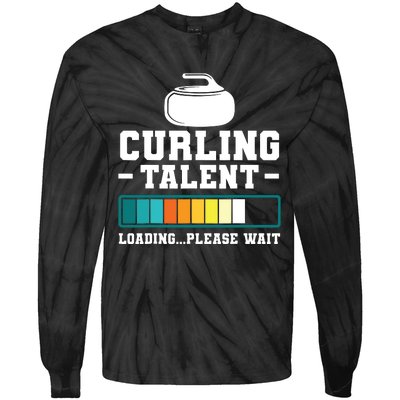 Curling Stone Retro Vintage Curler Team Sport Tie-Dye Long Sleeve Shirt