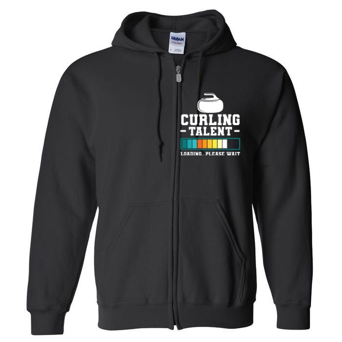 Curling Stone Retro Vintage Curler Team Sport Full Zip Hoodie