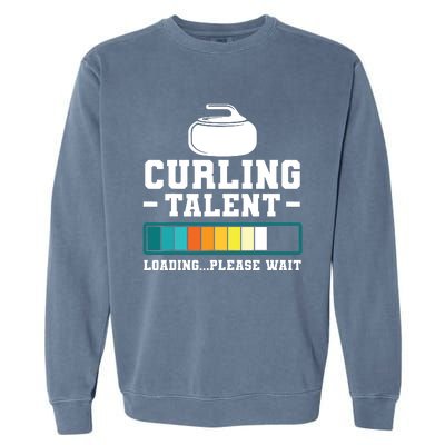 Curling Stone Retro Vintage Curler Team Sport Garment-Dyed Sweatshirt