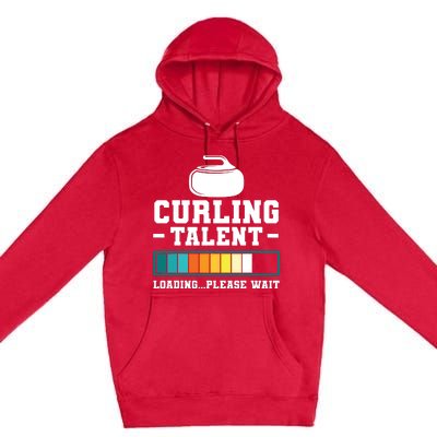 Curling Stone Retro Vintage Curler Team Sport Premium Pullover Hoodie