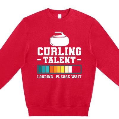 Curling Stone Retro Vintage Curler Team Sport Premium Crewneck Sweatshirt