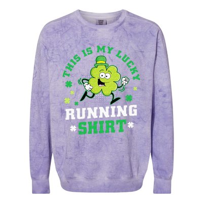 Cute Shamrock Running St Patricks Day Lucky Running Team Colorblast Crewneck Sweatshirt