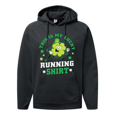 Cute Shamrock Running St Patricks Day Lucky Running Team Performance Fleece Hoodie