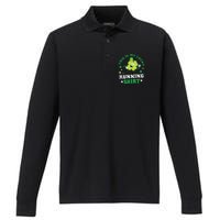 Cute Shamrock Running St Patricks Day Lucky Running Team Performance Long Sleeve Polo