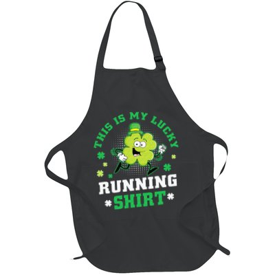Cute Shamrock Running St Patricks Day Lucky Running Team Full-Length Apron With Pockets