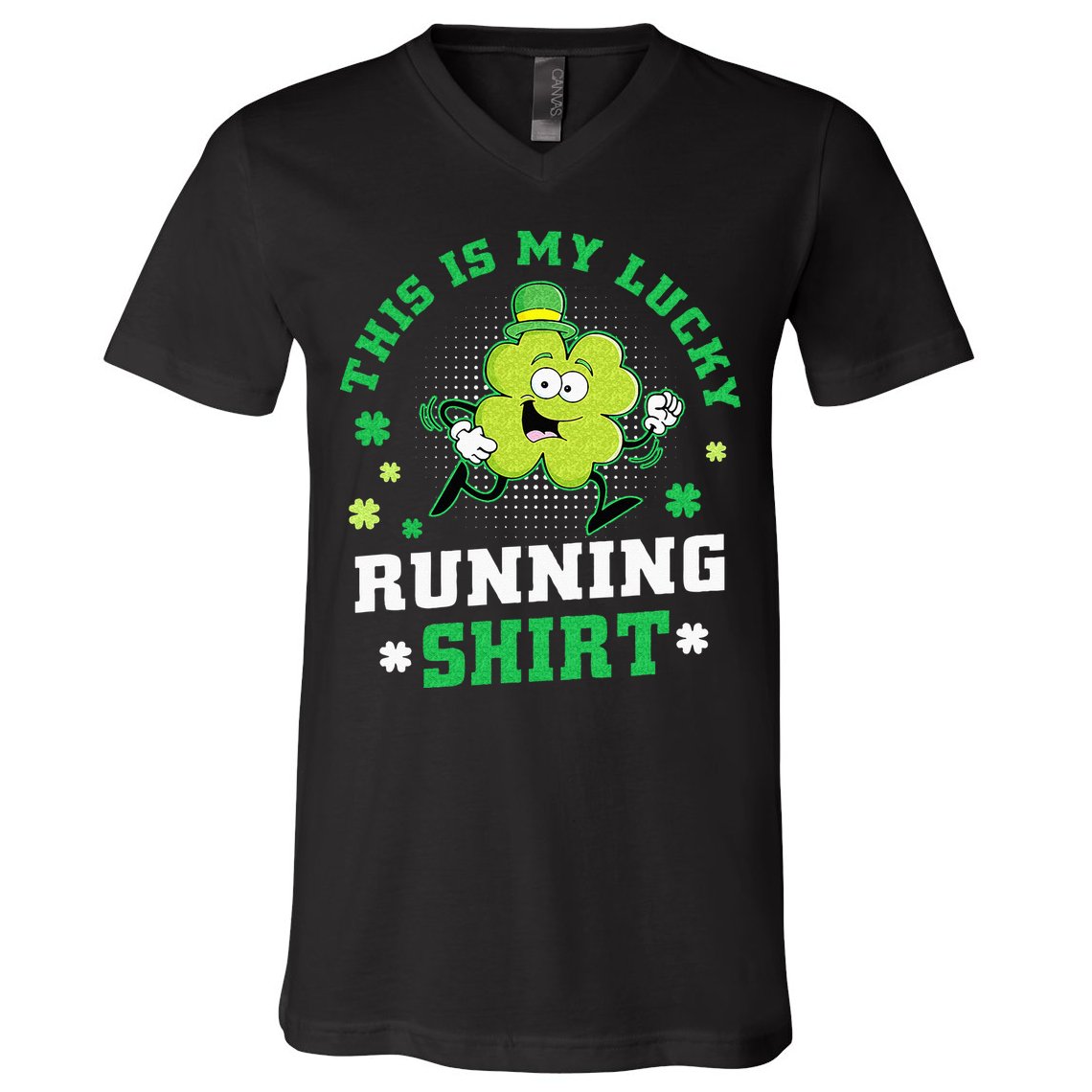 Cute Shamrock Running St Patricks Day Lucky Running Team V-Neck T-Shirt