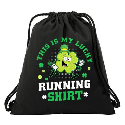 Cute Shamrock Running St Patricks Day Lucky Running Team Drawstring Bag