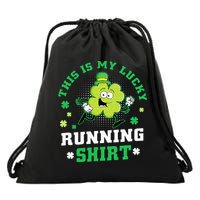 Cute Shamrock Running St Patricks Day Lucky Running Team Drawstring Bag