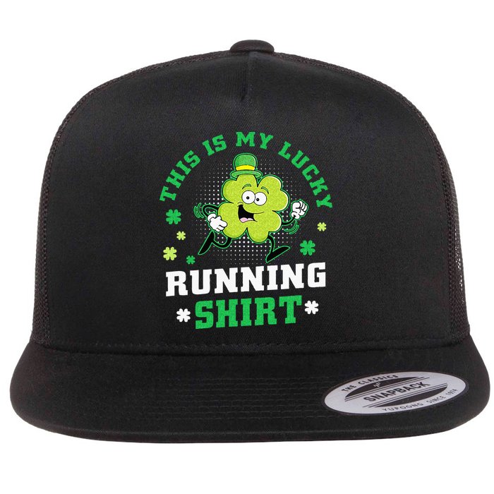 Cute Shamrock Running St Patricks Day Lucky Running Team Flat Bill Trucker Hat