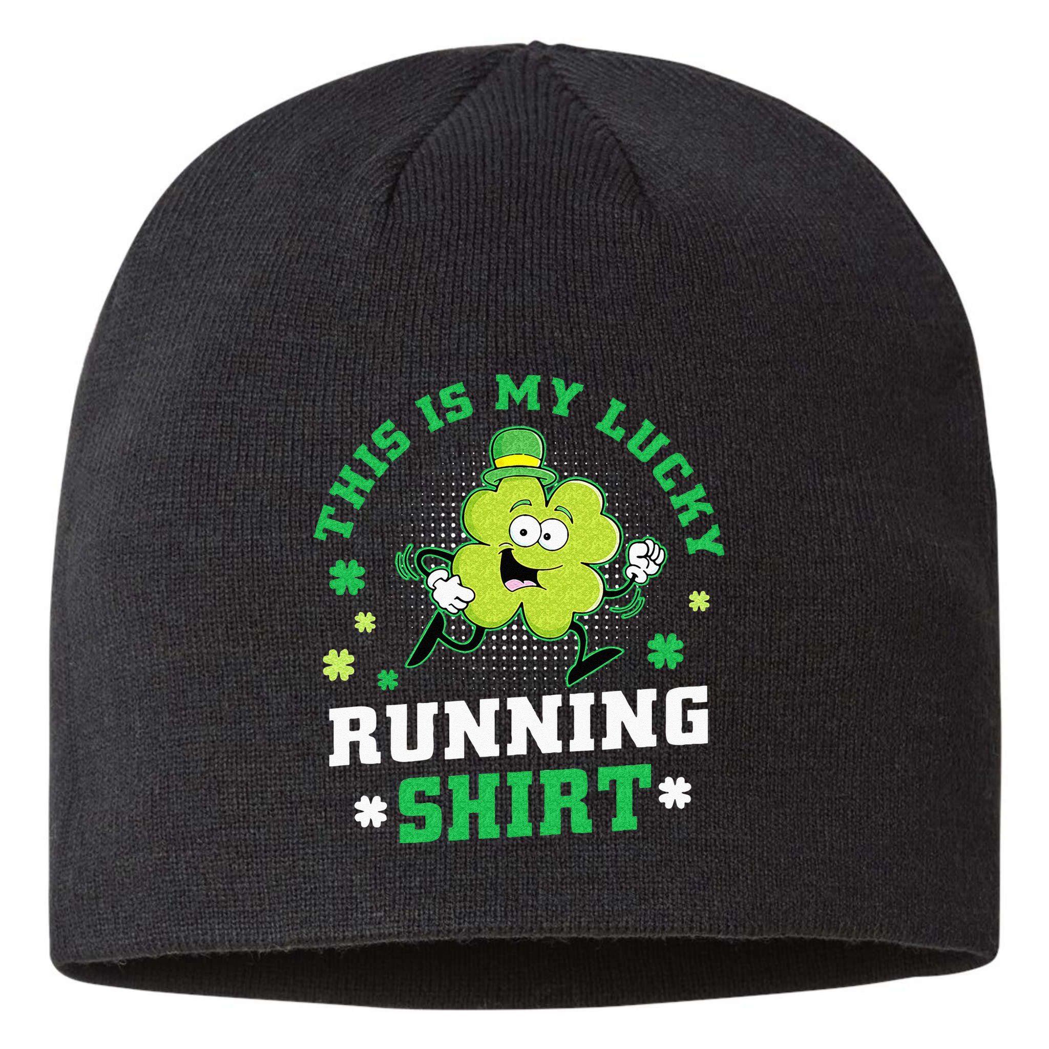 Cute Shamrock Running St Patricks Day Lucky Running Team Sustainable Beanie