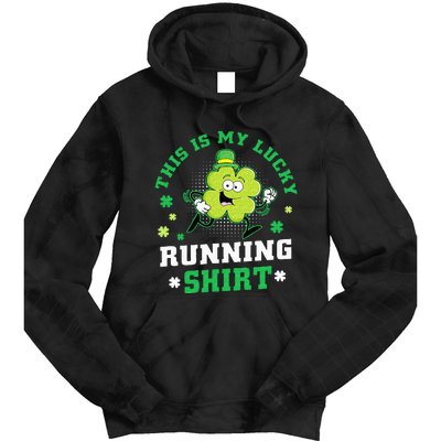 Cute Shamrock Running St Patricks Day Lucky Running Team Tie Dye Hoodie