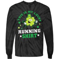 Cute Shamrock Running St Patricks Day Lucky Running Team Tie-Dye Long Sleeve Shirt