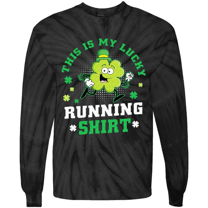 Cute Shamrock Running St Patricks Day Lucky Running Team Tie-Dye Long Sleeve Shirt